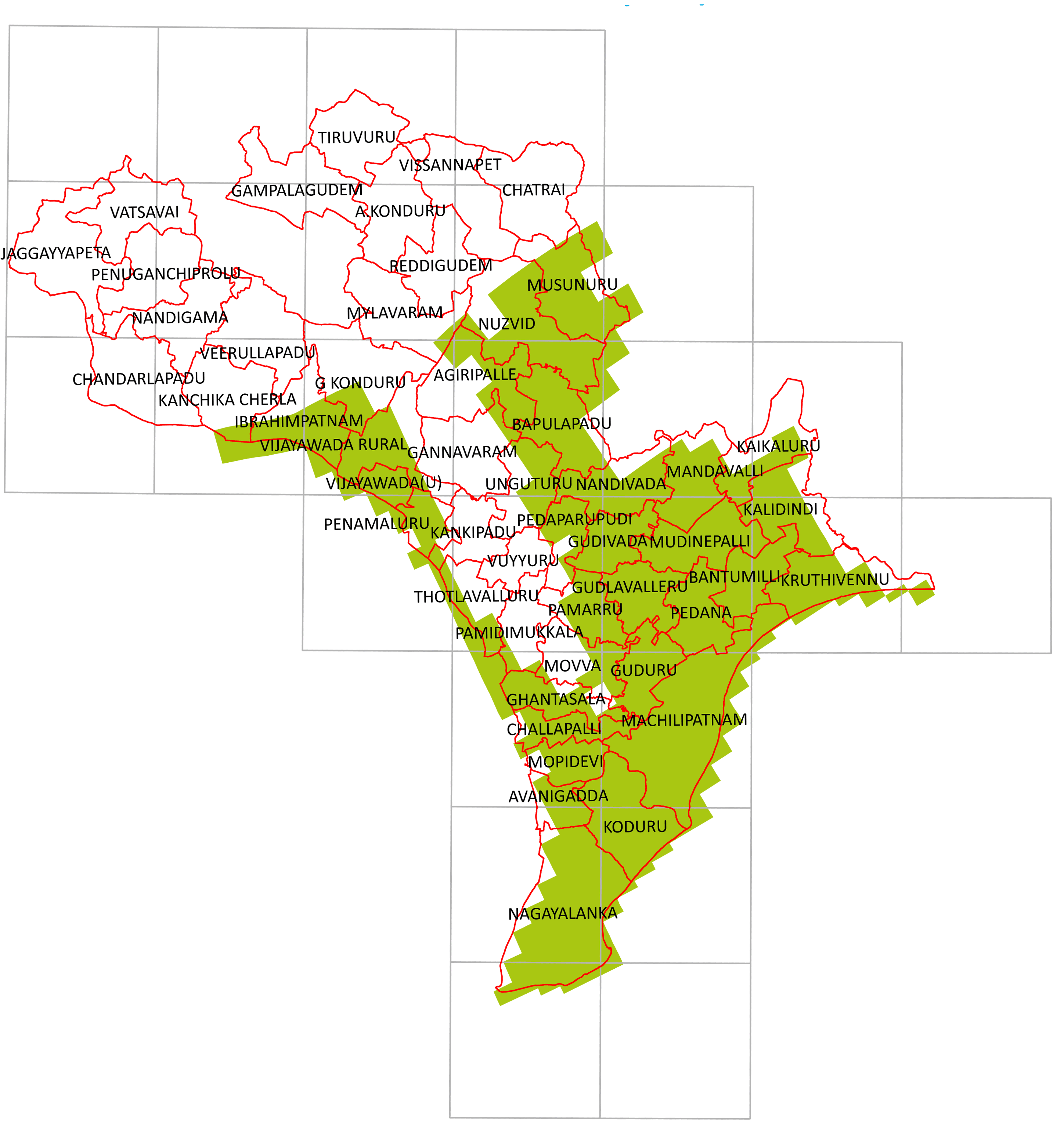 Storm surge inundation map for cyclone with wind speed 